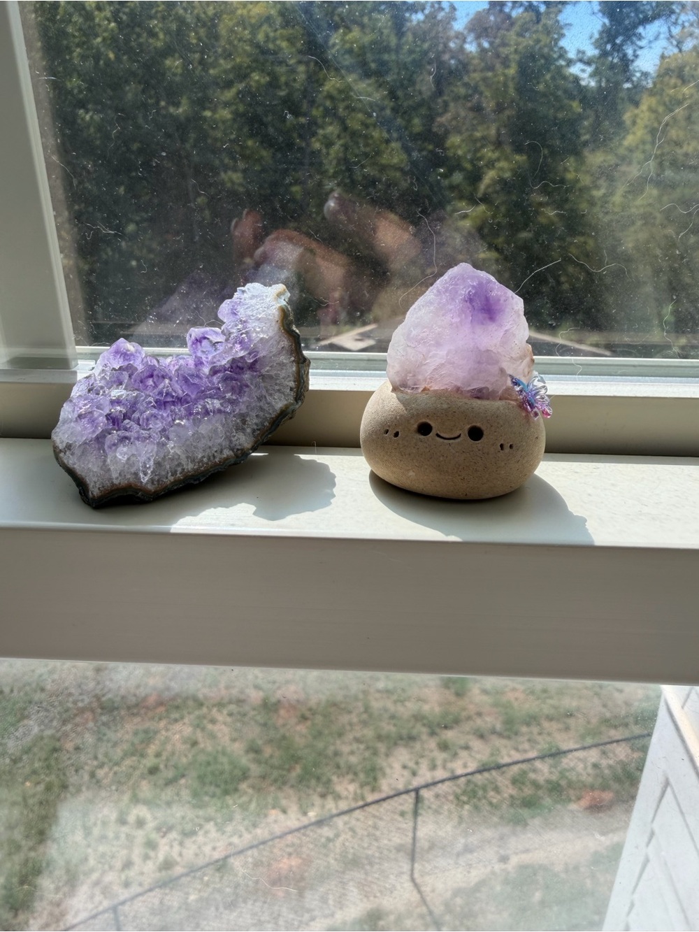 Natural Purple Amethyst Crystal Cluster Specimen Geode/Drusy Pair